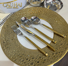 Set Dao Muỗng Nĩa 4 Món Élégance Allure Gilded Silver Dualité Premium Cutlery 4pcs-Dinner Cutlery Set Dao Muỗng Nĩa-CẬU HAI HOME DECOR