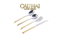Set Dao Muỗng Nĩa 4 Món Élégance Allure Gilded Silver Dualité Premium Cutlery 4pcs-Dinner Cutlery Set Dao Muỗng Nĩa-CẬU HAI HOME DECOR