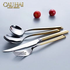Set Dao Muỗng Nĩa 4 Món Élégance Allure Gilded Silver Dualité Premium Cutlery 4pcs-Dinner Cutlery Set Dao Muỗng Nĩa-CẬU HAI HOME DECOR