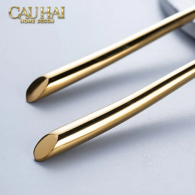 Set Dao Muỗng Nĩa 4 Món Élégance Allure Gilded Silver Dualité Premium Cutlery 4pcs-Dinner Cutlery Set Dao Muỗng Nĩa-CẬU HAI HOME DECOR