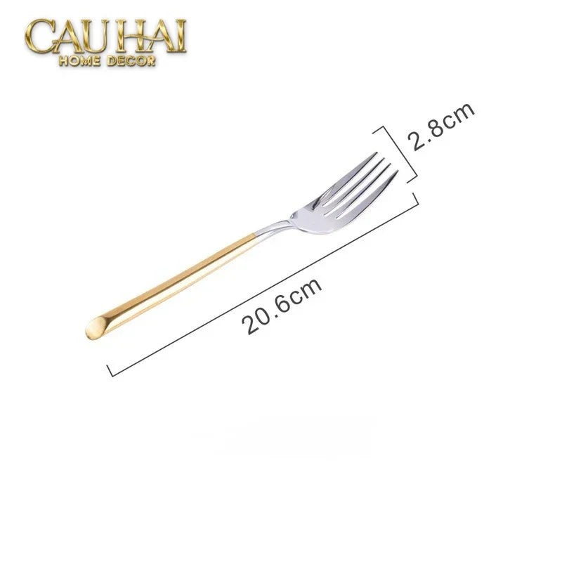 Set Dao Muỗng Nĩa 4 Món Élégance Allure Gilded Silver Dualité Premium Cutlery 4pcs-Dinner Cutlery Set Dao Muỗng Nĩa-CẬU HAI HOME DECOR