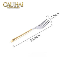 Set Dao Muỗng Nĩa 4 Món Élégance Allure Gilded Silver Dualité Premium Cutlery 4pcs-Dinner Cutlery Set Dao Muỗng Nĩa-CẬU HAI HOME DECOR