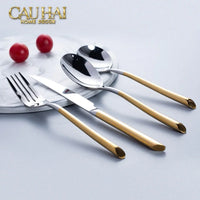 Set Dao Muỗng Nĩa 4 Món Élégance Allure Gilded Silver Dualité Premium Cutlery 4pcs-Dinner Cutlery Set Dao Muỗng Nĩa-CẬU HAI HOME DECOR