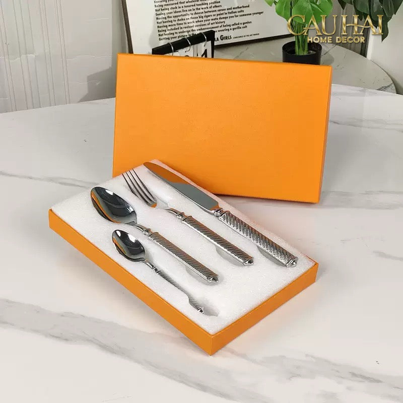 Set Dao Muỗng Nĩa 4 Món H Class Golden Attelage Noble Dinner Cutlery 4pcs-CẬU HAI HOME DECOR