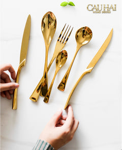 Set Dao Muỗng Nĩa 4 Món H Class Golden Attelage Noble Dinner Cutlery 4pcs-CẬU HAI HOME DECOR