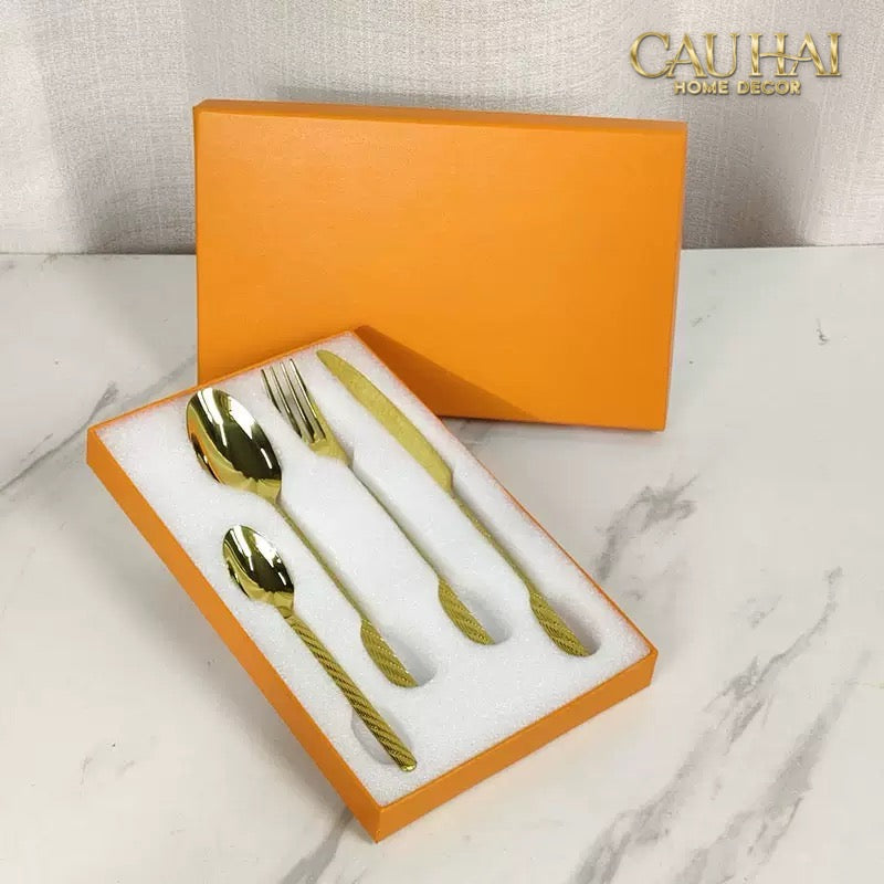 Set Dao Muỗng Nĩa 4 Món Impérial Sand Gold H Class Dinner Cutlery 4pcs-CẬU HAI HOME DECOR