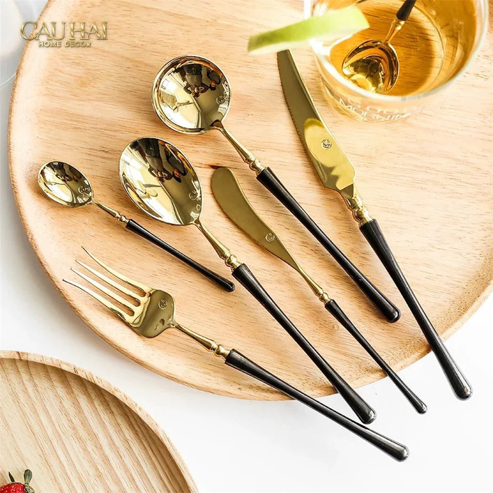 Set Dao Muỗng Nĩa 4 Món Phantom Glamour Trident Couture Dinner Cutlery 4Pcs-Dinner Cutlery Set Dao Muỗng Nĩa-CẬU HAI HOME DECOR