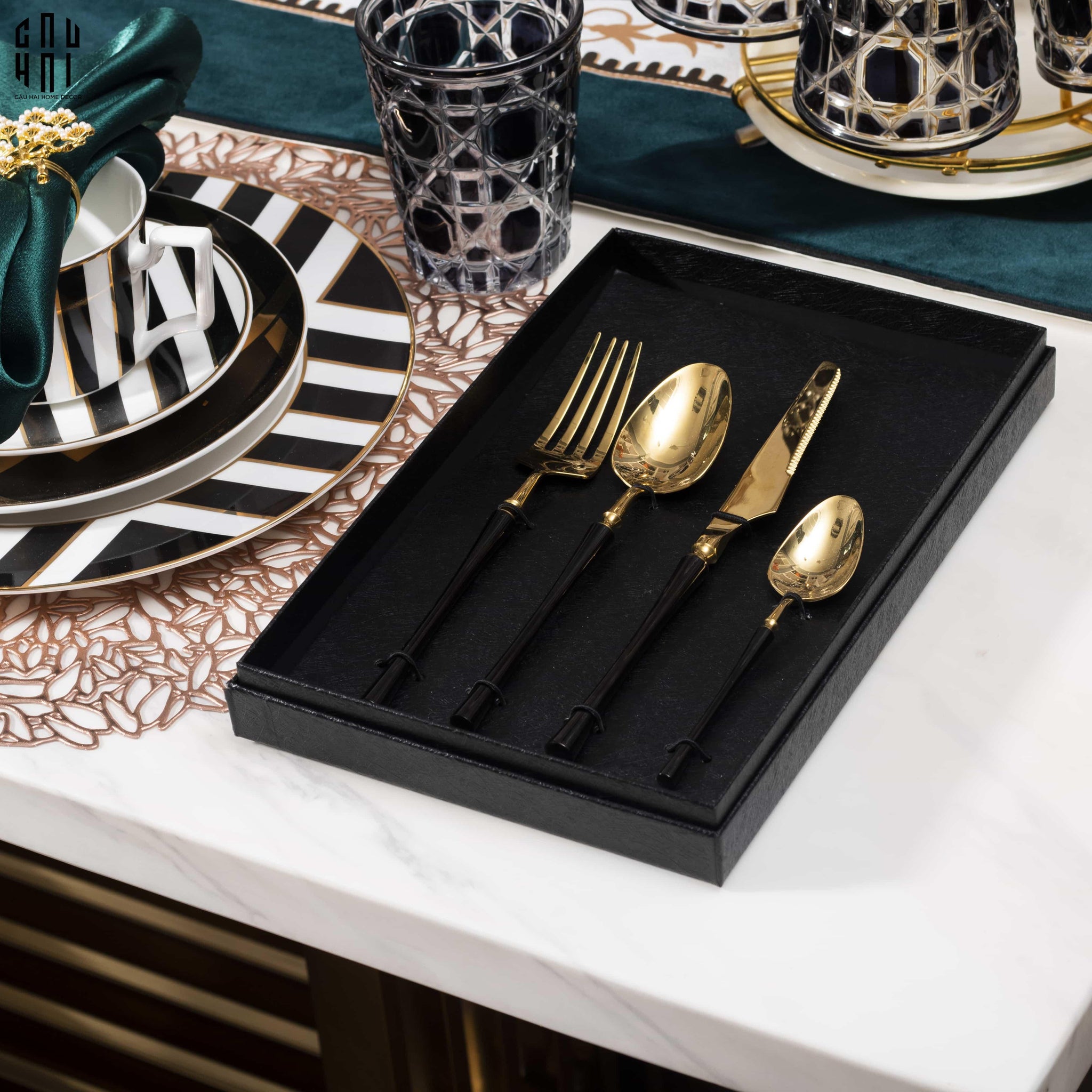 Set Dao Muỗng Nĩa 4 Món Phantom Premium Dinner Cutlery 4Pcs-Dinner Cutlery Set Dao Muỗng Nĩa-CẬU HAI HOME DECOR