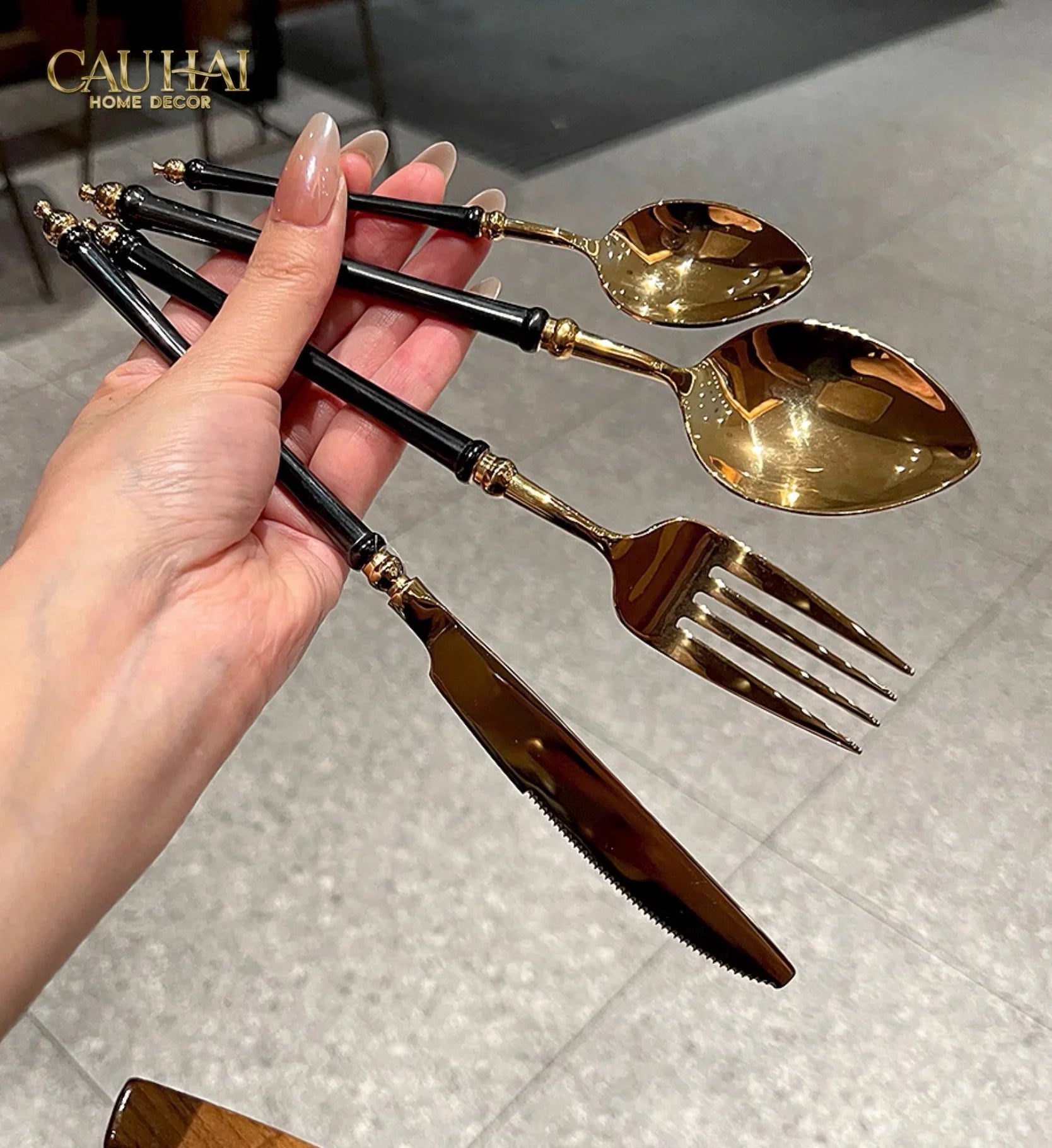Set Dao Muỗng Nĩa 4 Món Phantom Premium Dinner Cutlery 4Pcs-Dinner Cutlery Set Dao Muỗng Nĩa-CẬU HAI HOME DECOR