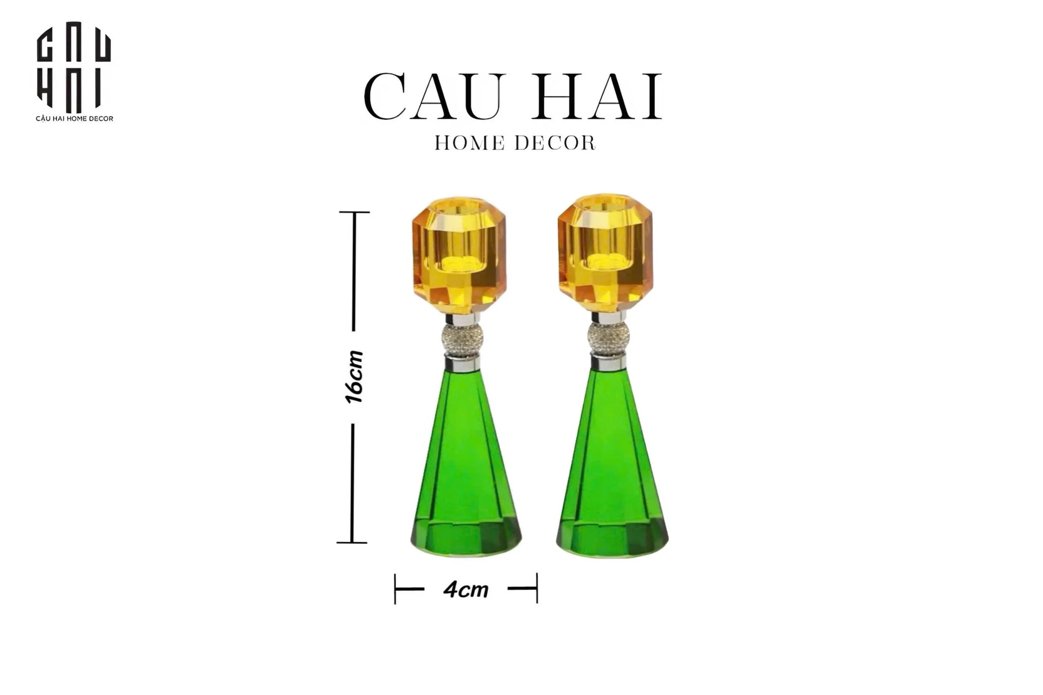 SET ĐẾ NẾN PHA LÊ - CANDLE GEM – EMERALD & CITRINE