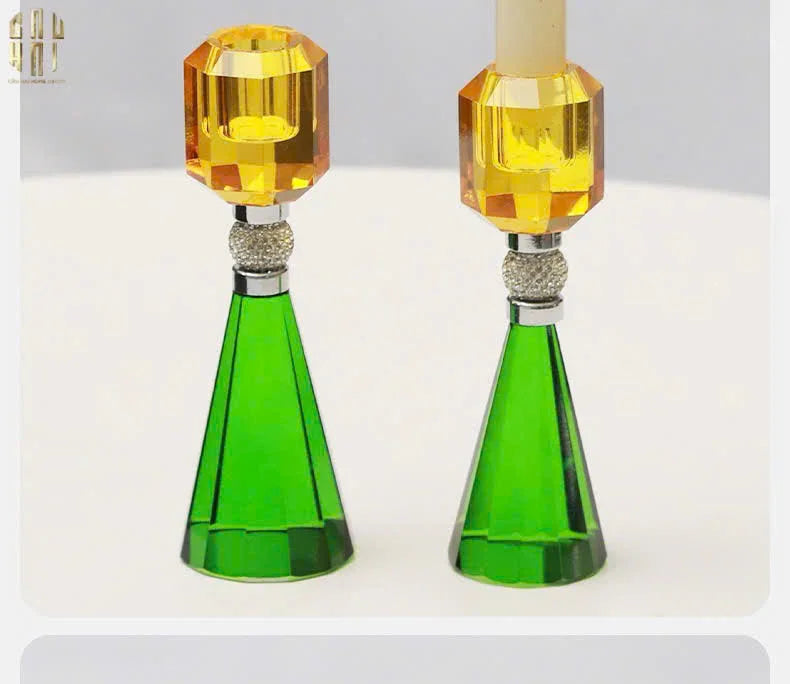 SET ĐẾ NẾN PHA LÊ - CANDLE GEM – EMERALD & CITRINE