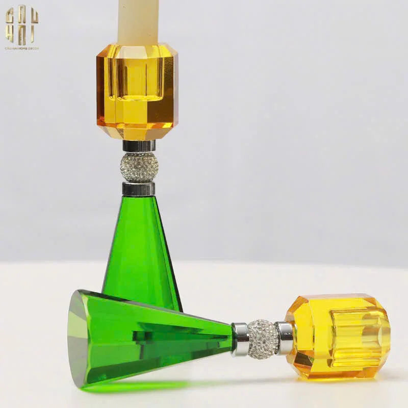 SET ĐẾ NẾN PHA LÊ - CANDLE GEM – EMERALD & CITRINE