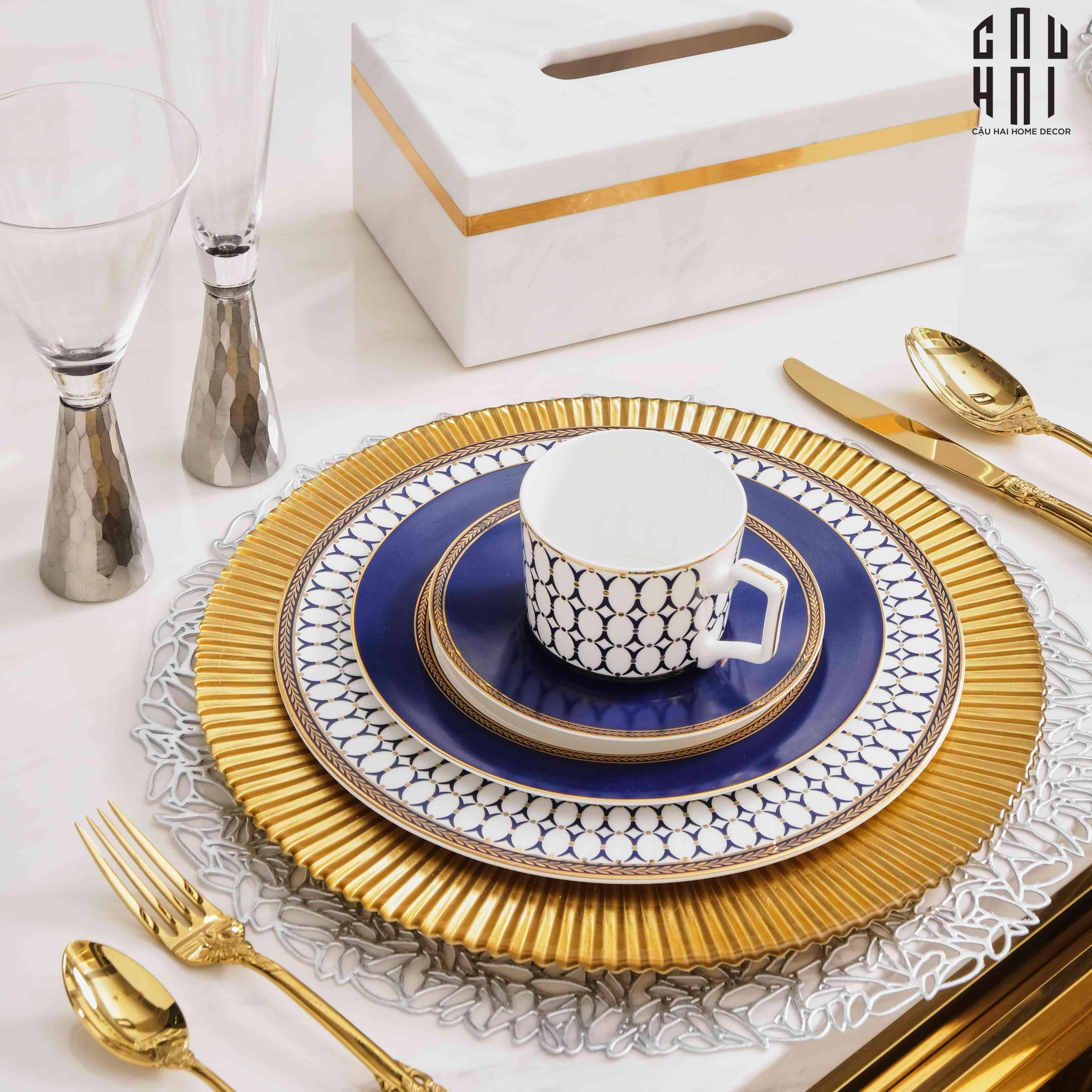 Set Đĩa Bàn Tiệc Âu Ogilvy Banquet Plates 4 Pcs Élégance Cobalt Blue Dinnerware Sets-SET CHÉN DĨA-CẬU HAI HOME DECOR