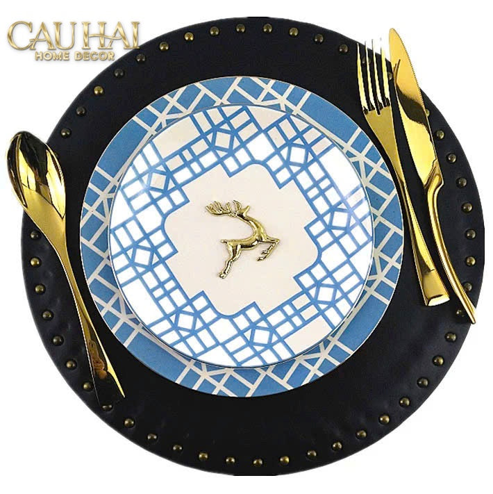 Set Đĩa Dinner Gốm Sứ Lattice Atelier Cobalt 2pcs-SET CHÉN DĨA-CẬU HAI HOME DECOR