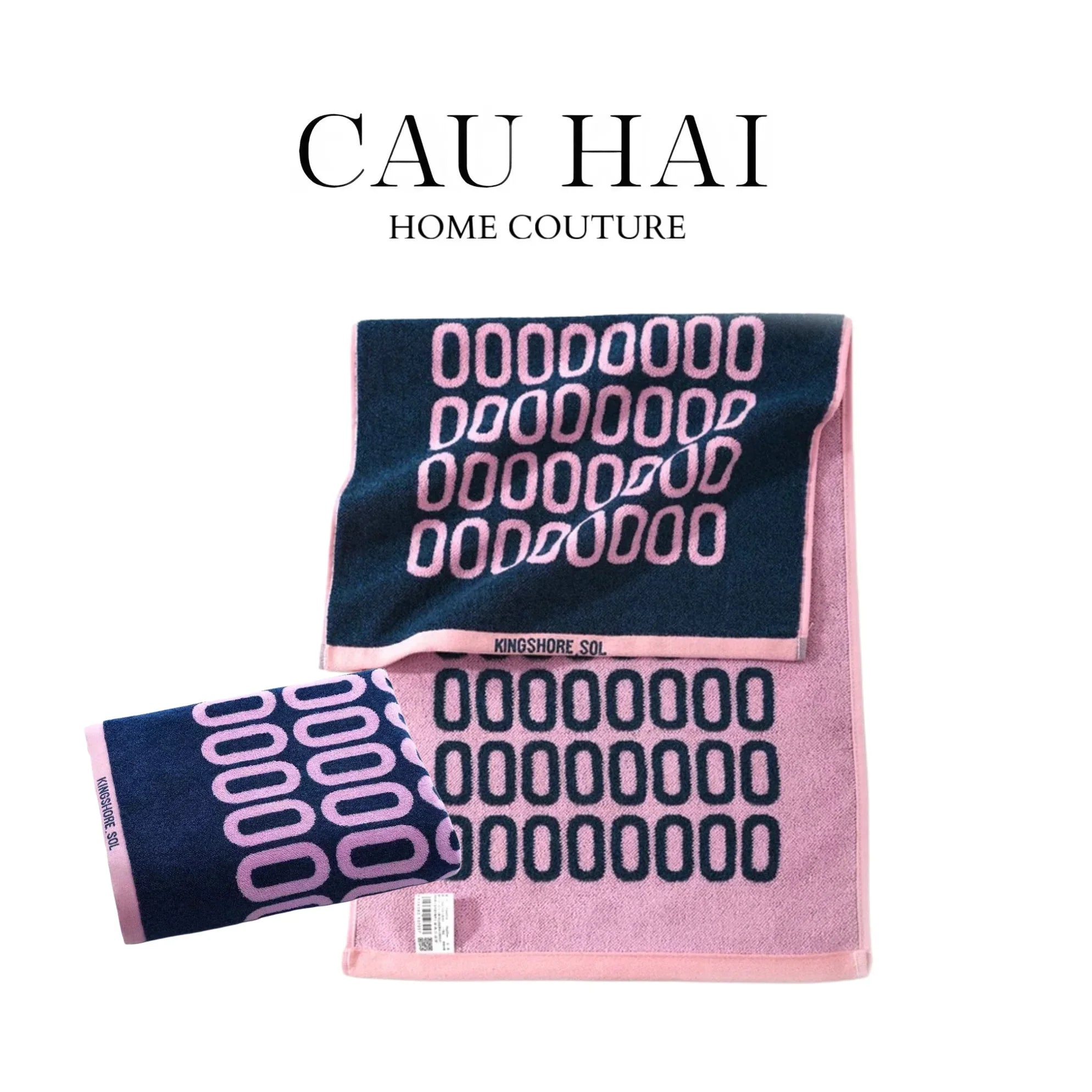 SET KHĂN TẮM 75x140 & 34x74 ZERO MONARCH - ROSE & NAVY