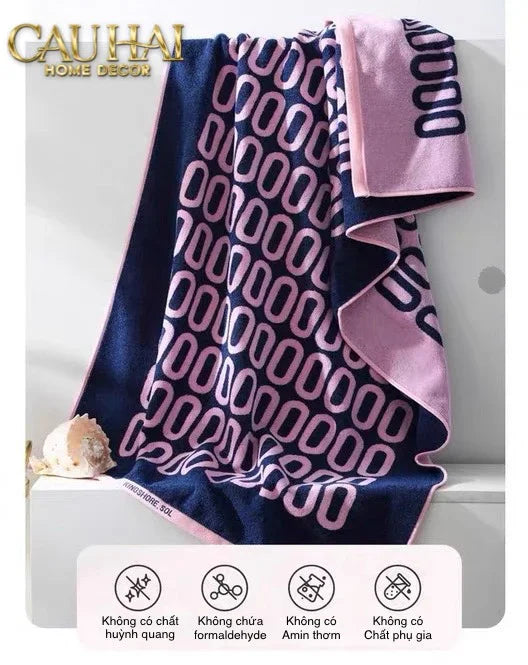 SET KHĂN TẮM 75x140 & 34x74 ZERO MONARCH - ROSE & NAVY