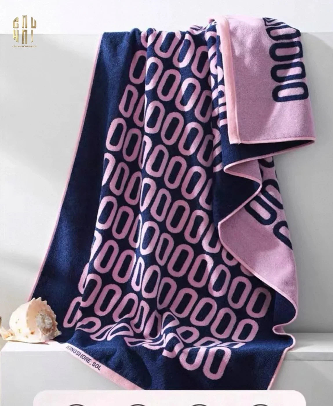 SET KHĂN TẮM 75x140 & 34x74 ZERO MONARCH - ROSE & NAVY