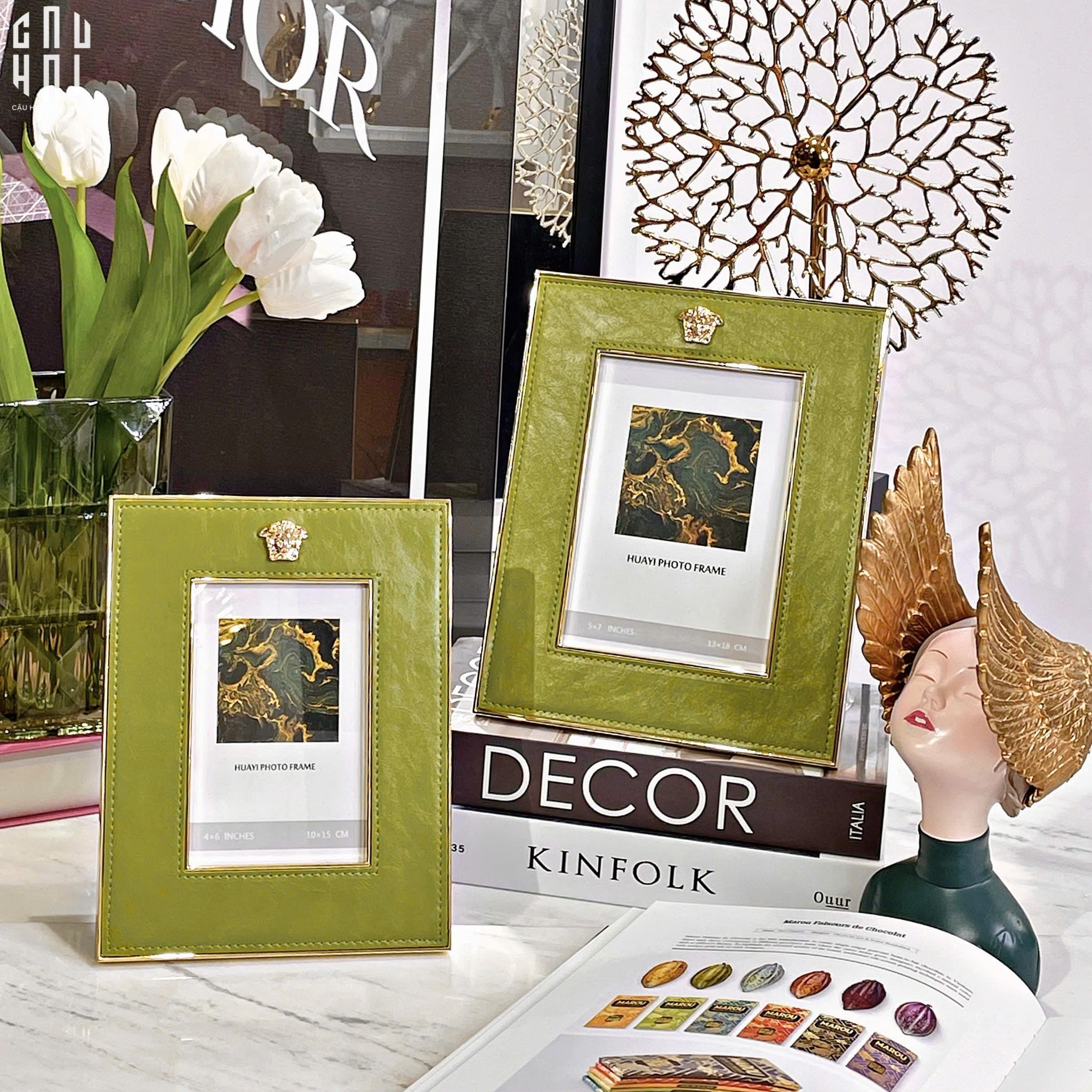 SET KHUNG ẢNH DA LEATHER GREEN MOSES