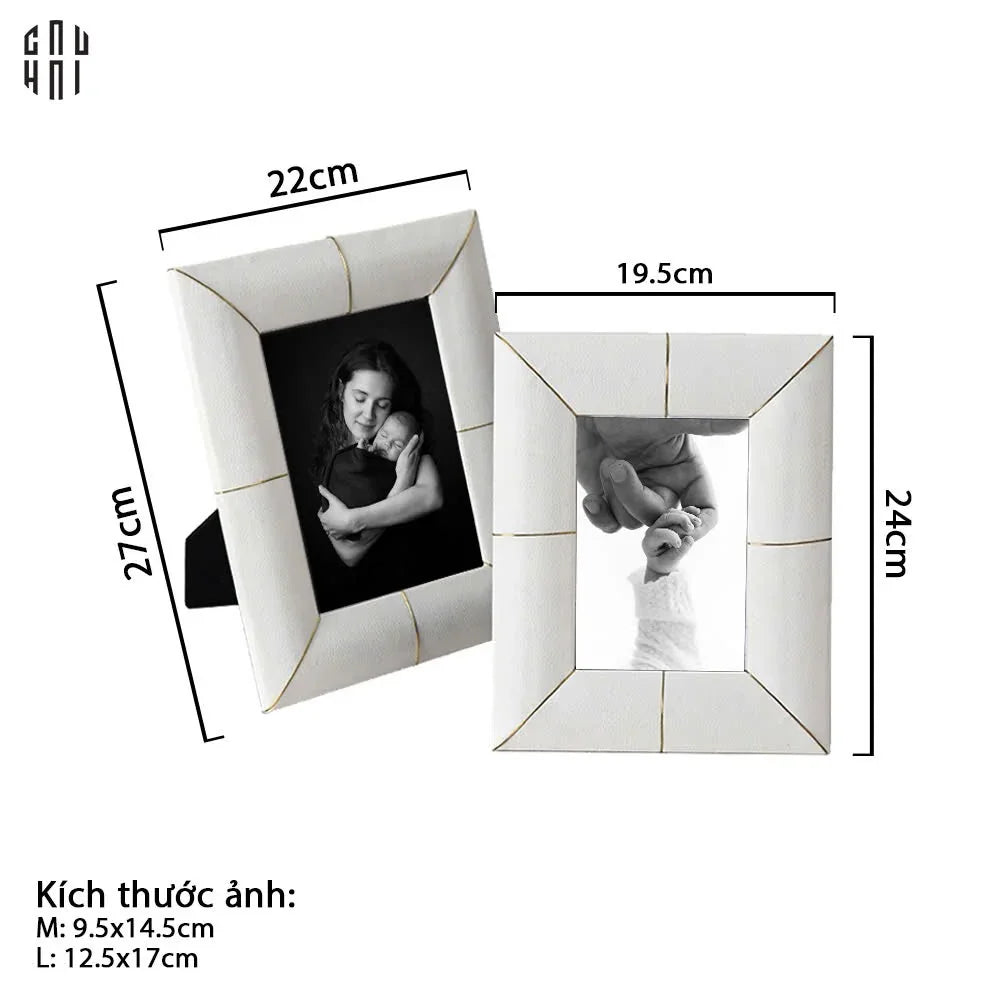 SET KHUNG ẢNH DA LEATHER UNIQUE WHITE BAMBOO