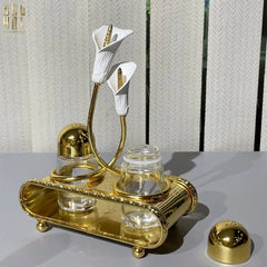 Set Lọ Gia Vị Persian Golden Callac Lily Vanity-LY THỦY TINH-CẬU HAI HOME DECOR