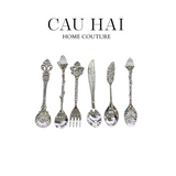 SET MUỖNG COFFEE SPOON SILVER ANTIQUE 6 CÁI