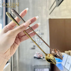 Set Muỗng Dài Thìa Coffee Argent Golden Leaf Coffee Spoon Set 4pcs. 2.2x19.5cm-Desert / Coffee / Latte Spoon-CẬU HAI HOME DECOR