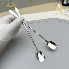 Set Muỗng Dài Thìa Coffee Silver Golden Square Head Coffee Spoon Set 4pcs. 2.2x19.5cm-CẬU HAI HOME DECOR