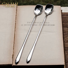 Set Muỗng Dài Thìa Coffee Silver Golden Square Head Coffee Spoon Set 4pcs. 2.2x19.5cm-Dinner Cutlery Set Dao Muỗng Nĩa-CẬU HAI HOME DECOR