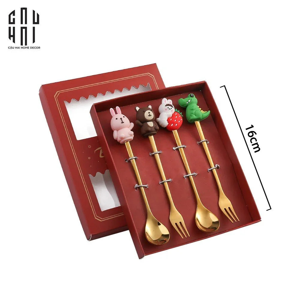 SET MUỖNG NĨA BEST WISHES 4PCS-CẬU HAI HOME DECOR