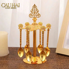 Set Muỗng Persian Gold Coffee Spoon Babylon 6Pcs-Dinner Cutlery Set Dao Muỗng Nĩa-CẬU HAI HOME DECOR