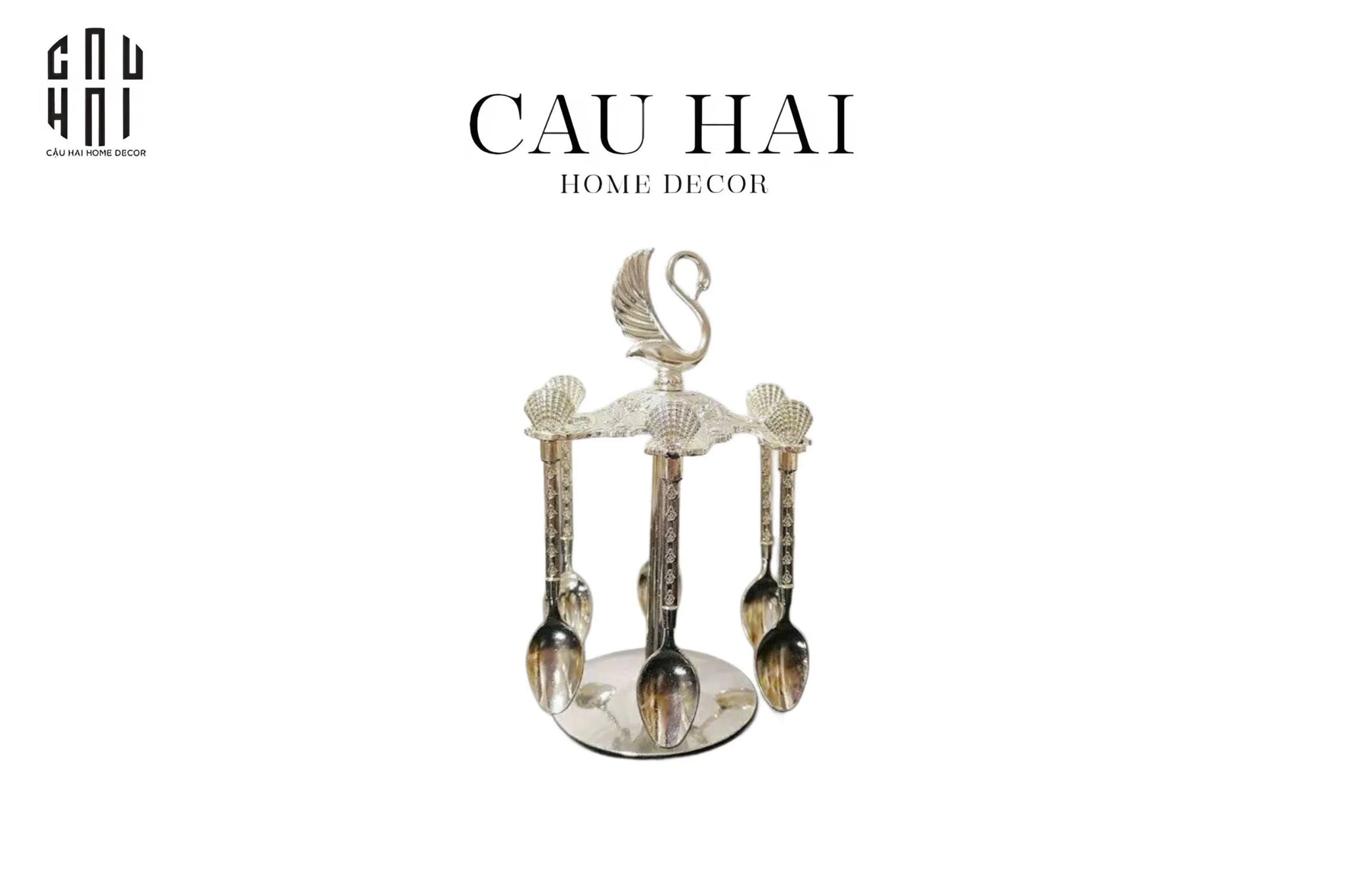 SET MUỖNG - SILVER COFFEE SPOON SWAN CAROUSEL 6 CÁI-CẬU HAI HOME DECOR