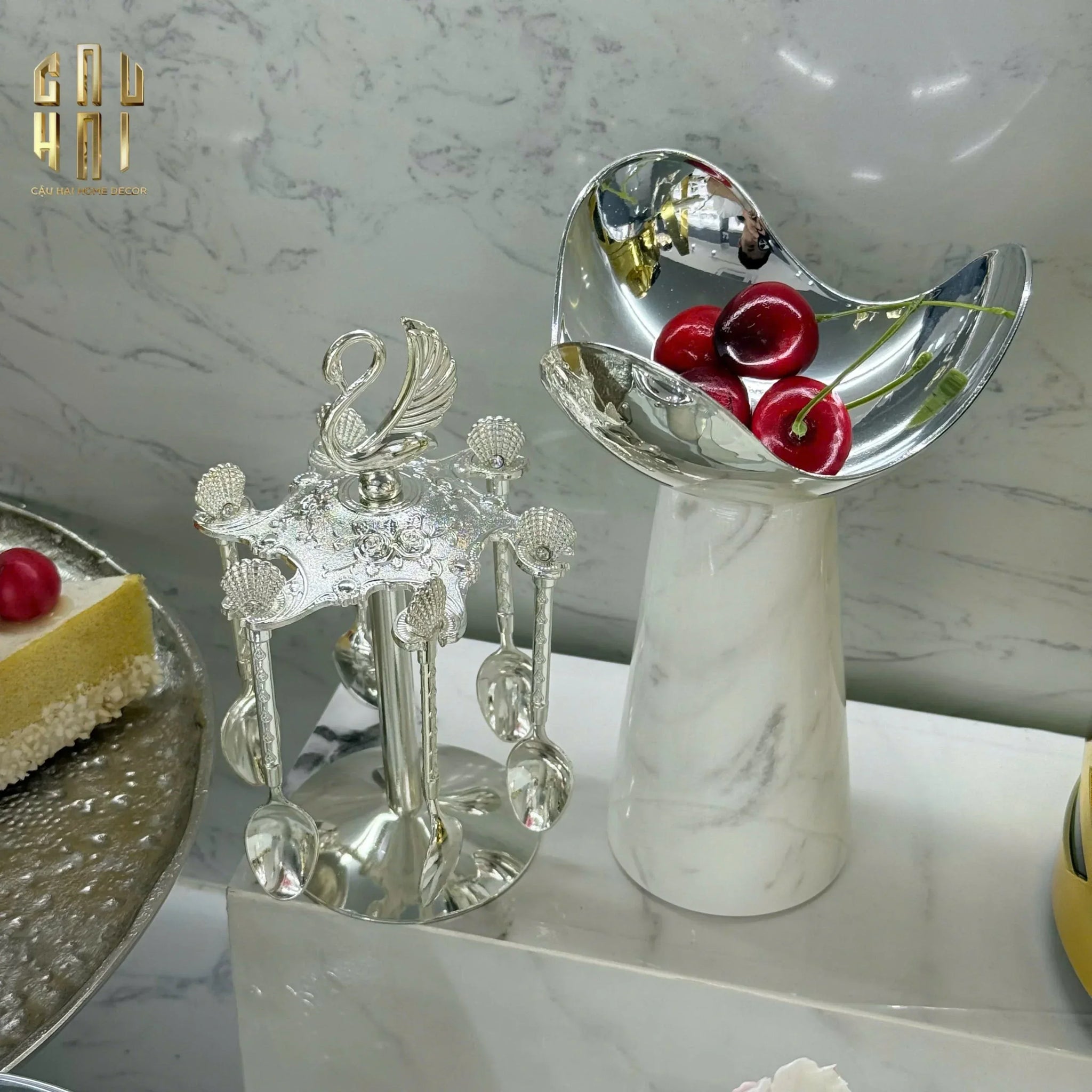 SET MUỖNG - SILVER COFFEE SPOON SWAN CAROUSEL 6 CÁI