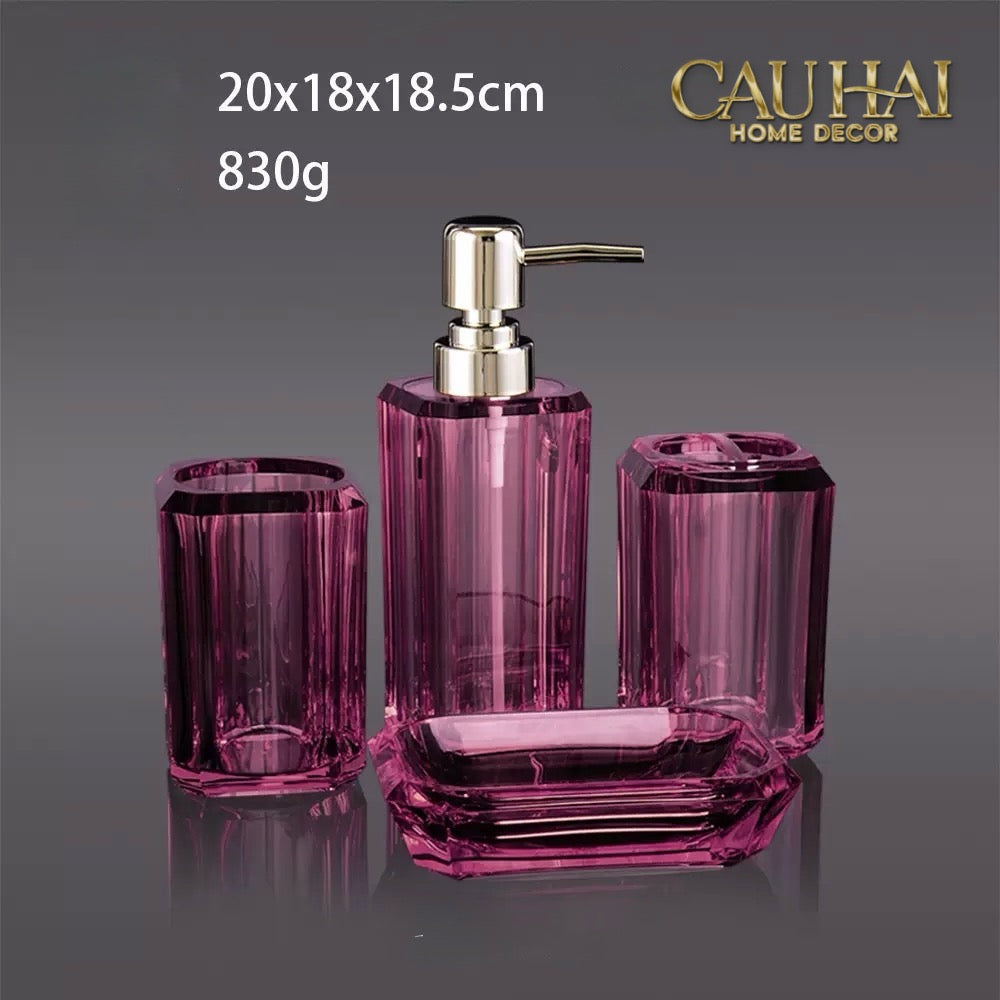 Set Nhà Tắm Acrylic 4 Món Jade Gemstone Bathroom Vanity Set 4pcs-PHỤ KIỆN NHÀ TẮM-CẬU HAI HOME DECOR-CẬU HAI HOME DECOR