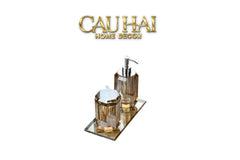 Set Nhà Tắm Pha Lê 4 Món Champagne Gold Cristalleries Bathroom Vanity Set 4pcs-PHỤ KIỆN NHÀ TẮM-CẬU HAI HOME DECOR