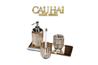 Set Nhà Tắm Pha Lê 4 Món Champagne Gold Cristalleries Bathroom Vanity Set 4pcs-CẬU HAI HOME DECOR