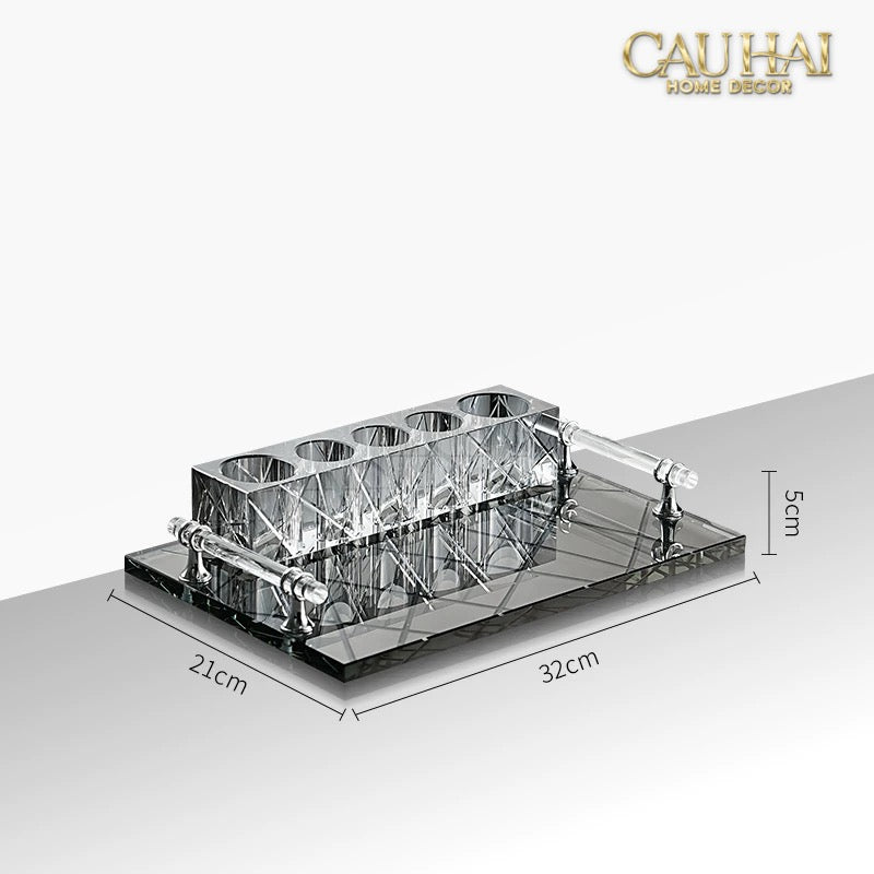 Set Nhà Tắm Pha Lê Pure Cristalleries Cannage Facetté Bathroom Vanity Sets Lọ Bàn Chải 5 Slots-PHỤ KIỆN NHÀ TẮM-CẬU HAI HOME DECOR-CẬU HAI HOME DECOR