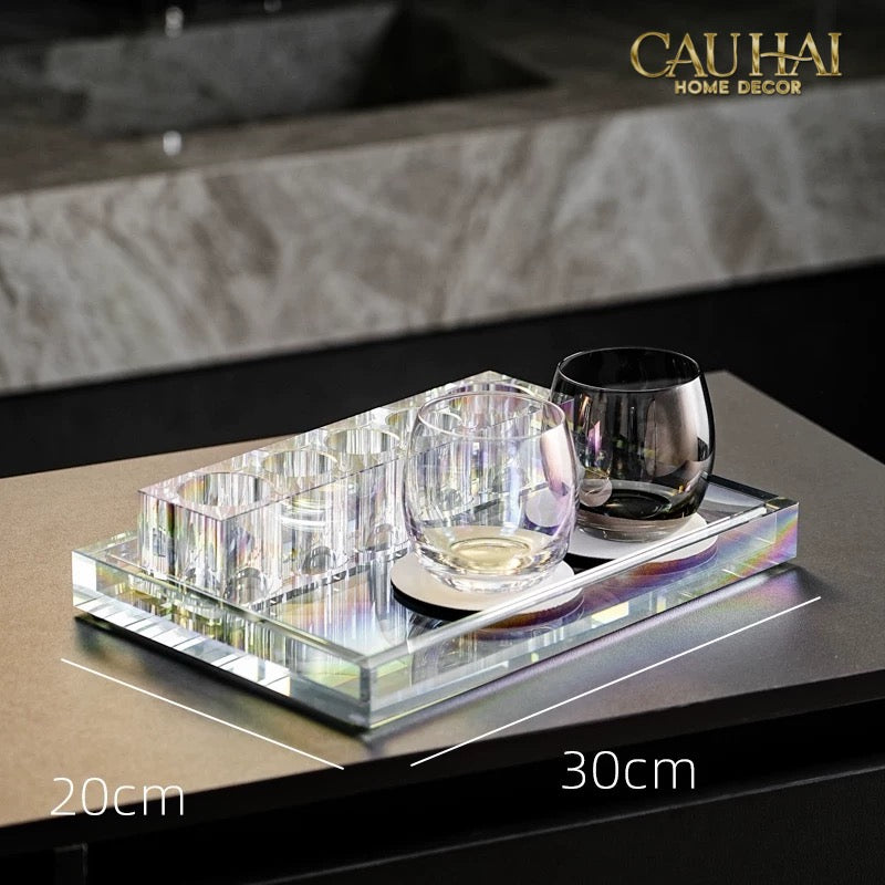 Set Nhà Tắm Pha Lê Pure Cristalleries Cannage Facetté Bathroom Vanity Sets Lọ Bàn Chải 5 Slots-PHỤ KIỆN NHÀ TẮM-CẬU HAI HOME DECOR-CẬU HAI HOME DECOR
