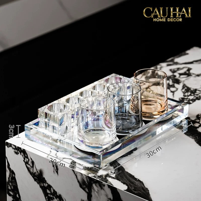 Set Nhà Tắm Pha Lê Pure Cristalleries Cannage Facetté Bathroom Vanity Sets Lọ Bàn Chải 5 Slots-PHỤ KIỆN NHÀ TẮM-CẬU HAI HOME DECOR-CẬU HAI HOME DECOR