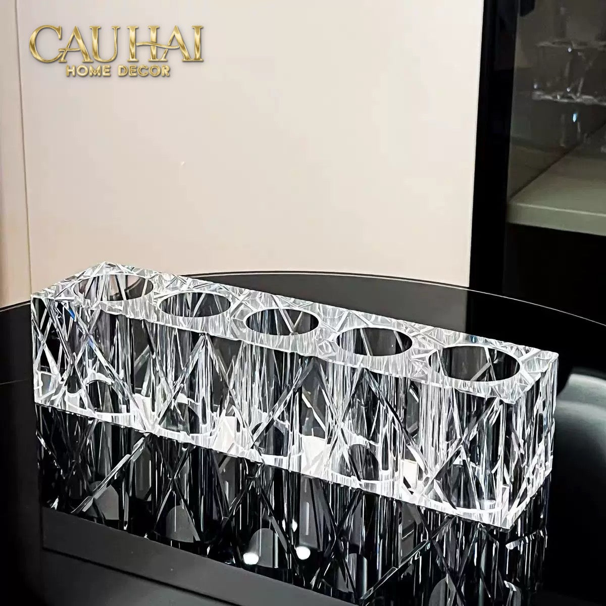 Set Nhà Tắm Pha Lê Pure Cristalleries Cannage Facetté Bathroom Vanity Sets Lọ Bàn Chải 5 Slots-PHỤ KIỆN NHÀ TẮM-CẬU HAI HOME DECOR-CẬU HAI HOME DECOR