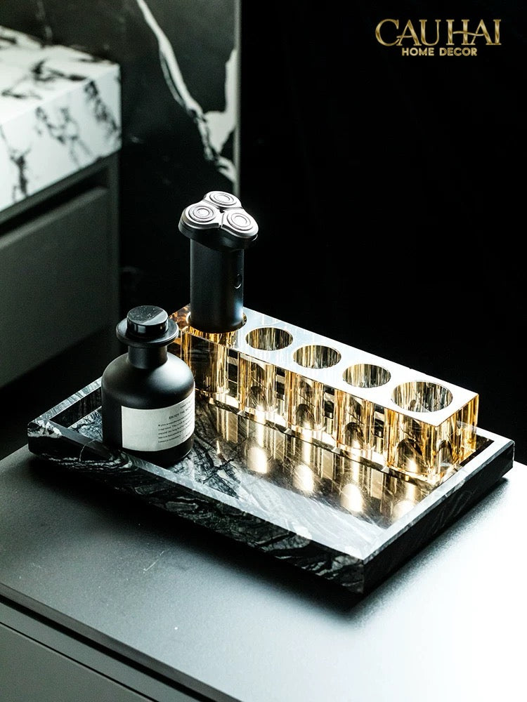 Set Nhà Tắm Pha Lê Pure Cristalleries Cannage Facetté Bathroom Vanity Sets Lọ Bàn Chải 5 Slots-PHỤ KIỆN NHÀ TẮM-CẬU HAI HOME DECOR-CẬU HAI HOME DECOR