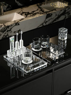 Set Nhà Tắm Pha Lê Pure Cristalleries Cannage Facetté Bathroom Vanity Sets Lọ Bàn Chải 5 Slots-CẬU HAI HOME DECOR