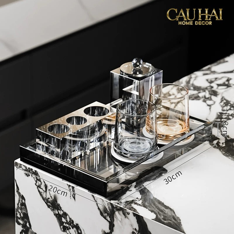 Set Nhà Tắm Pha Lê Pure Cristalleries Cannage Facetté Bathroom Vanity Sets Lọ Bàn Chải 5 Slots-CẬU HAI HOME DECOR