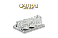 Set Nhà Tắm Pha Lê Pure Cristalleries Cannage Facetté Bathroom Vanity Sets Lọ Bàn Chải 5 Slots-CẬU HAI HOME DECOR
