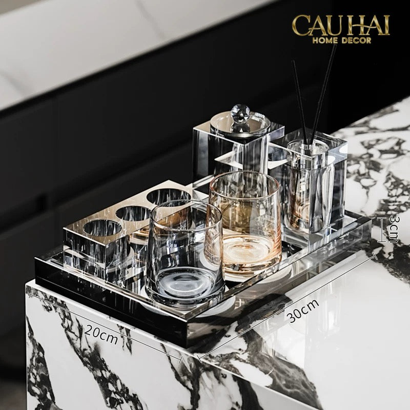 Set Nhà Tắm Pha Lê Pure Cristalleries Cannage Facetté Bathroom Vanity Sets Lọ Bàn Chải 5 Slots-CẬU HAI HOME DECOR