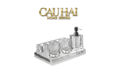 Set Nhà Tắm Pha Lê Pure Cristalleries Cannage Facetté Bathroom Vanity Sets Lọ Bàn Chải 5 Slots-CẬU HAI HOME DECOR