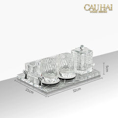 Set Nhà Tắm Pha Lê Pure Cristalleries Cannage Facetté Bathroom Vanity Sets Lọ Bàn Chải 5 Slots-CẬU HAI HOME DECOR