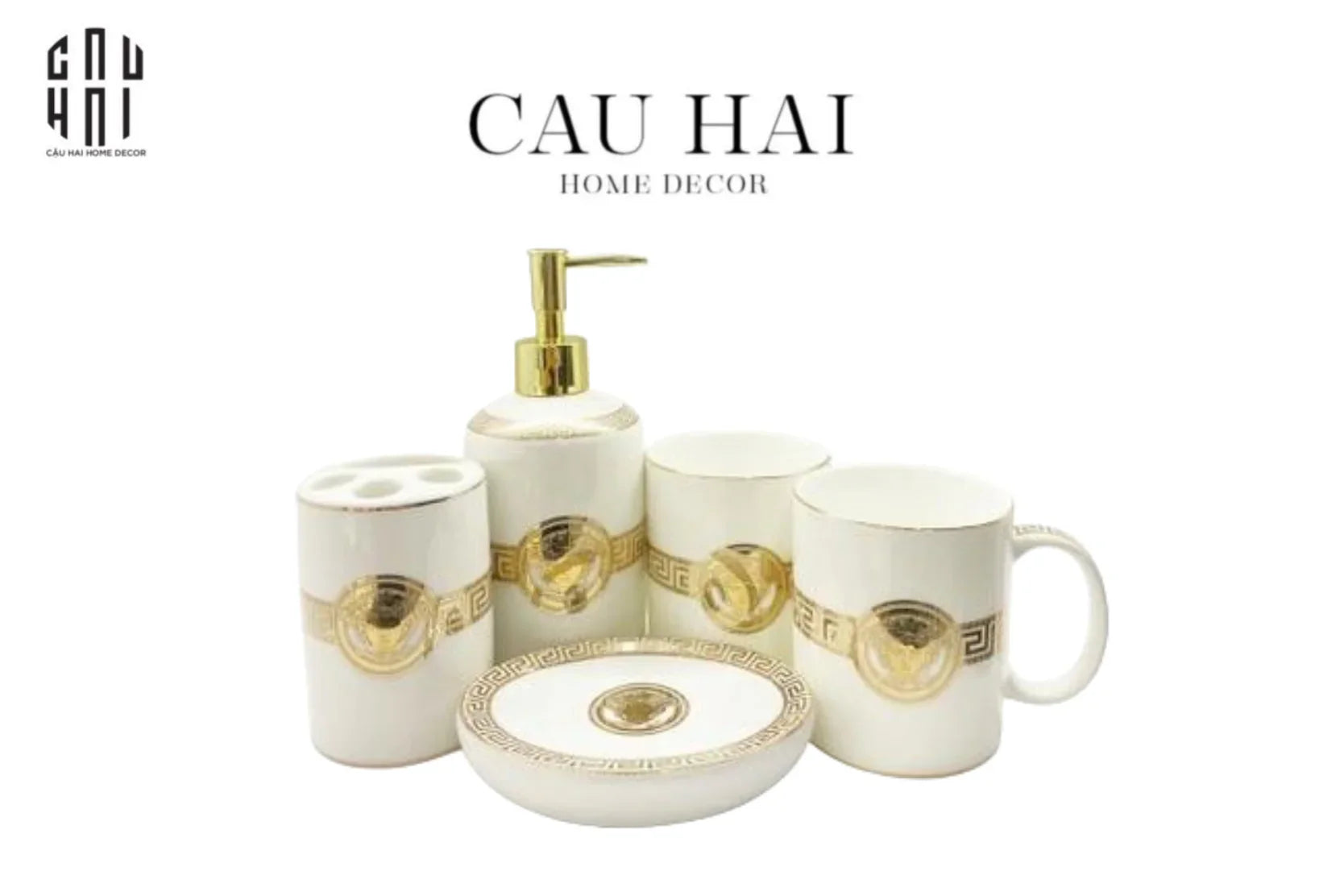 SET NHÀ TẮM VERS. CAO CẤP MEDUSA GREEK KEY 5 PCS SS25