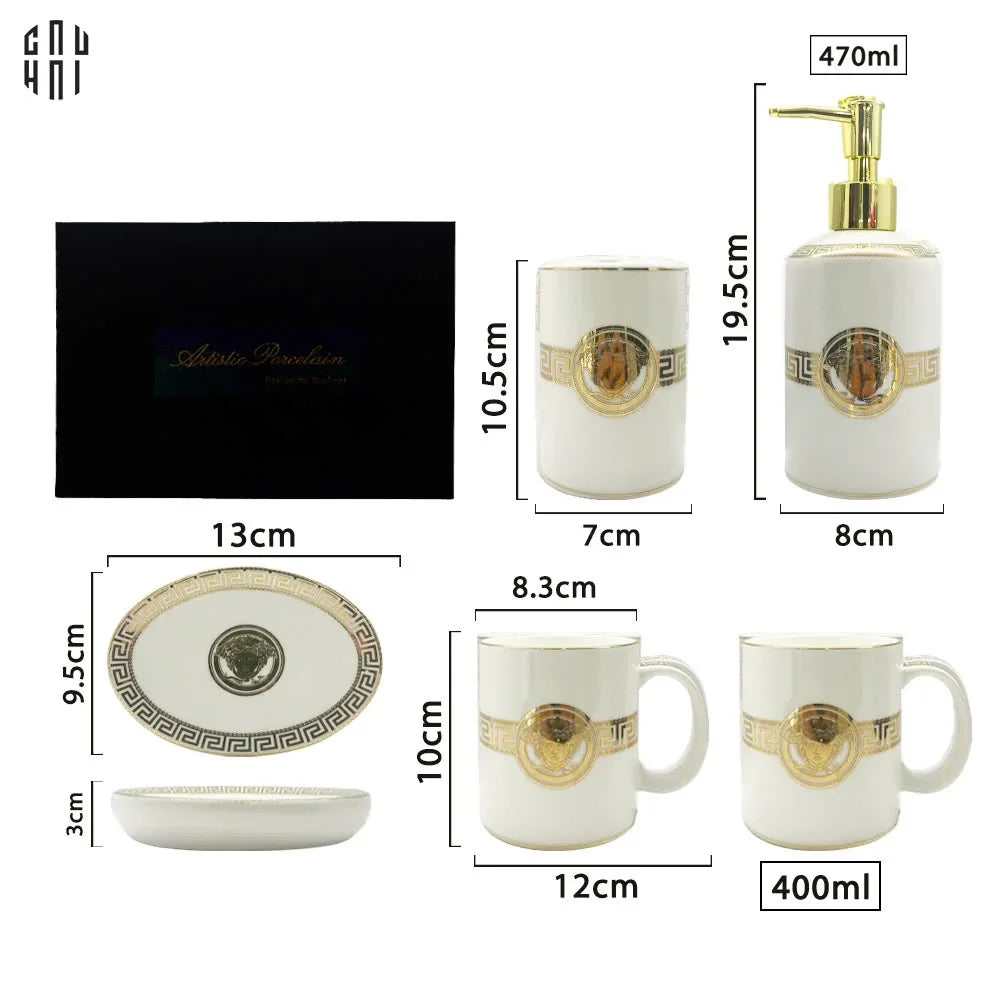 SET NHÀ TẮM VERS. CAO CẤP MEDUSA GREEK KEY 5 PCS SS25