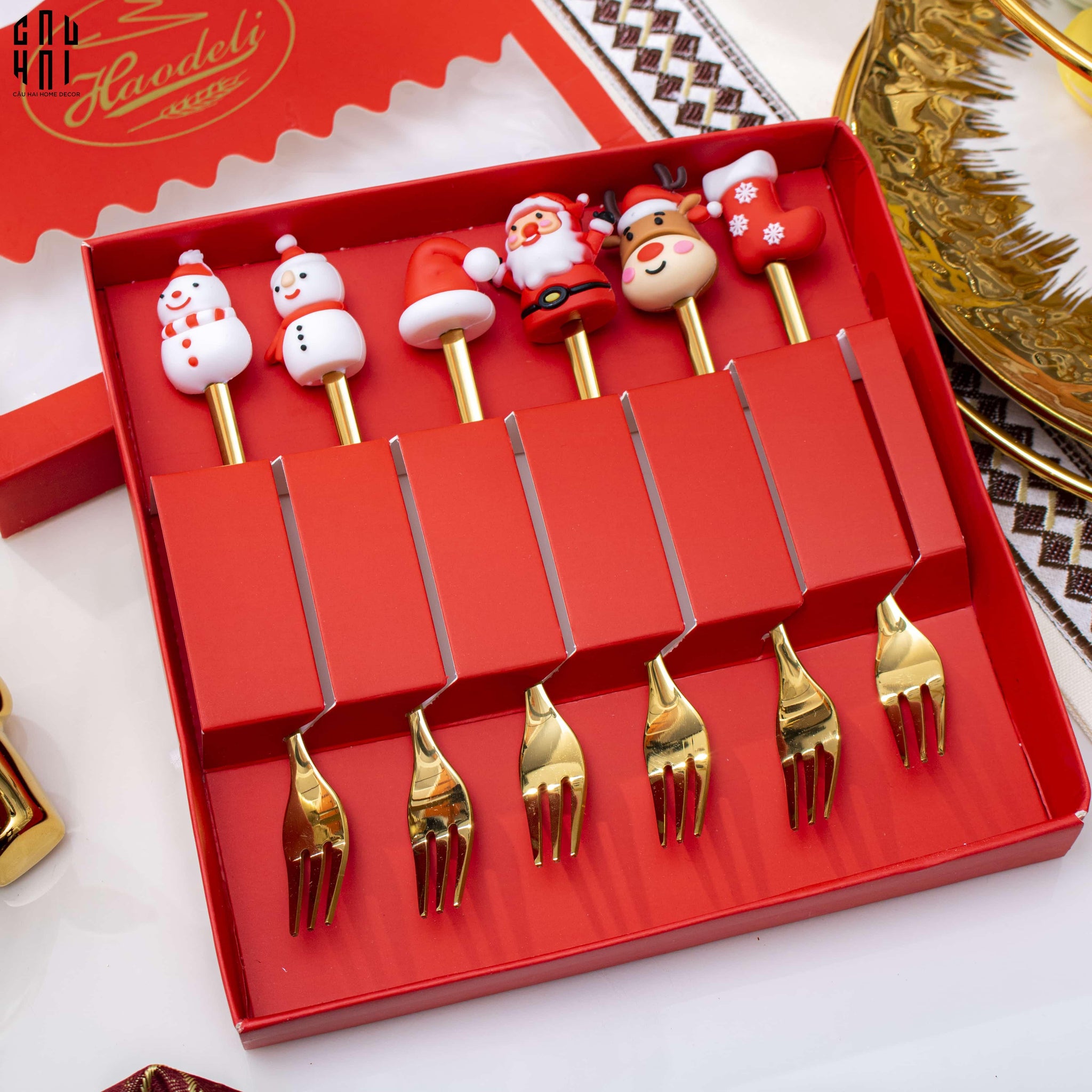 SET NĨA MERRY CHRISTMAS 6PCS-CẬU HAI HOME DECOR