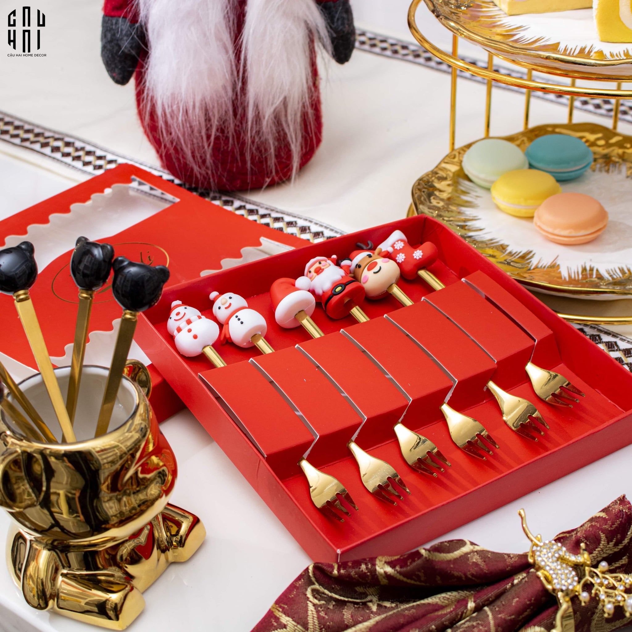 SET NĨA MERRY CHRISTMAS 6PCS-CẬU HAI HOME DECOR